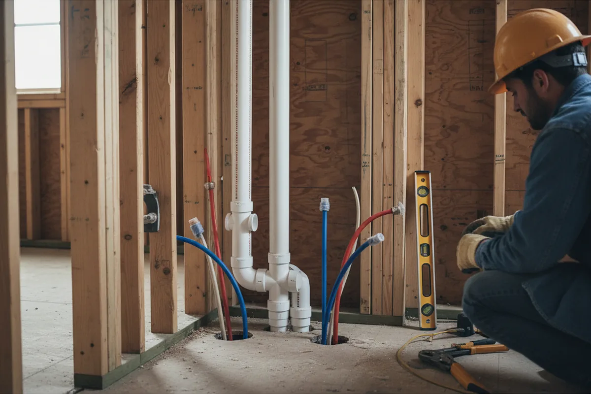 Drain and supply rough-in during Garbage Disposal Repair in Poneto